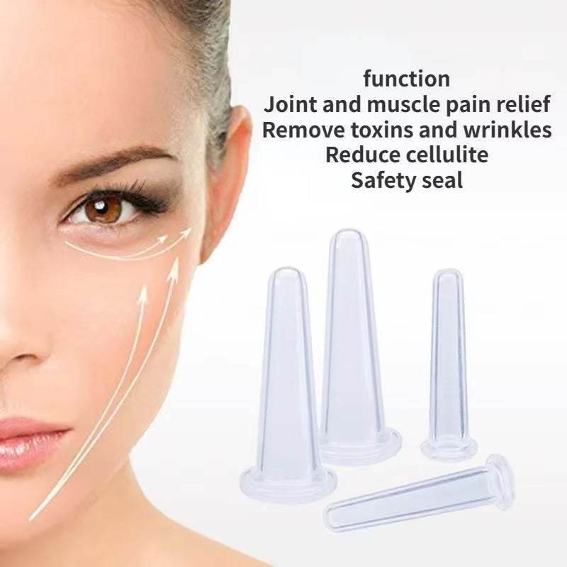 Silicone Vacuum Cupping Massage Jars anti Cellulite Massage Facial Suction Cups Face Neck Lift Skin Scraping Guasha anti Wrinkle