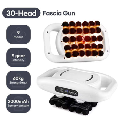 42-Heads Fascia Gun High-Frequency Vibration Body Massage Gun Back and Waist Massager Neck Shoulder Massager Muscle Masajeador