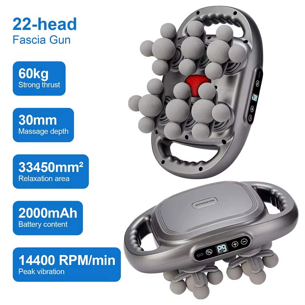 42-Heads Fascia Gun High-Frequency Vibration Body Massage Gun Back and Waist Massager Neck Shoulder Massager Muscle Masajeador
