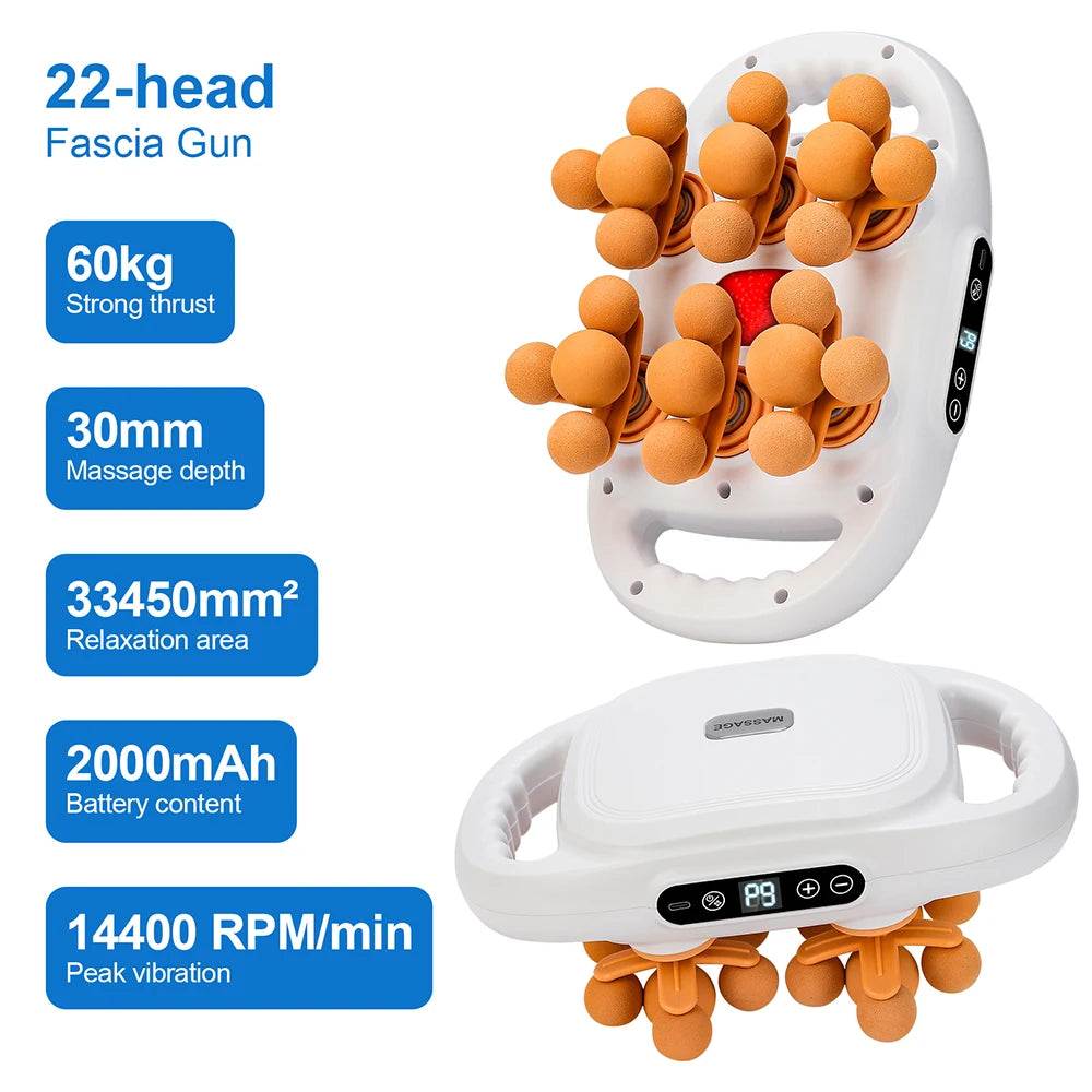 42-Heads Fascia Gun High-Frequency Vibration Body Massage Gun Back and Waist Massager Neck Shoulder Massager Muscle Masajeador