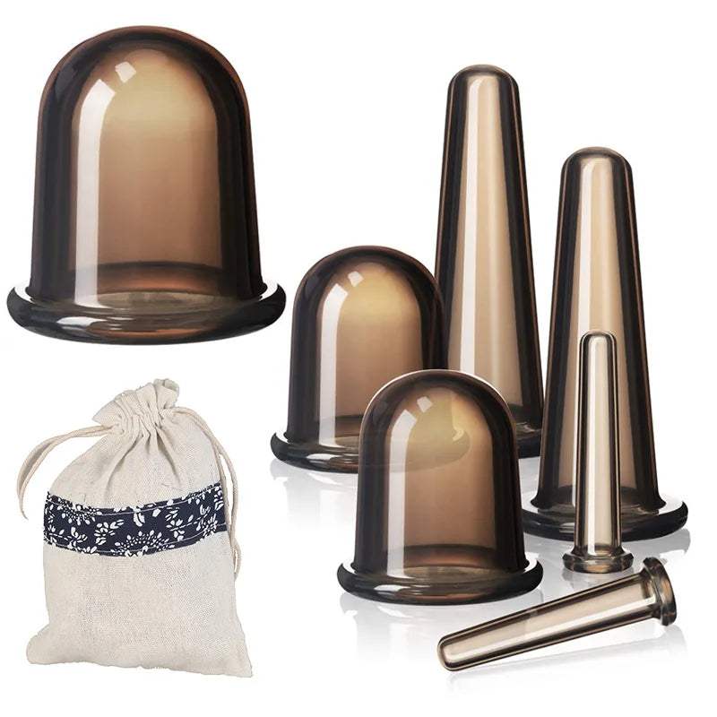 Silicone Vacuum Cupping Massage Jars anti Cellulite Massage Facial Suction Cups Face Neck Lift Skin Scraping Guasha anti Wrinkle