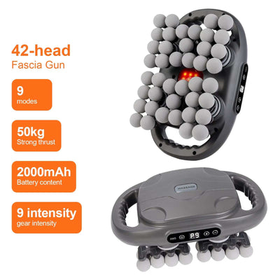 42-Heads Fascia Gun High-Frequency Vibration Body Massage Gun Back and Waist Massager Neck Shoulder Massager Muscle Masajeador