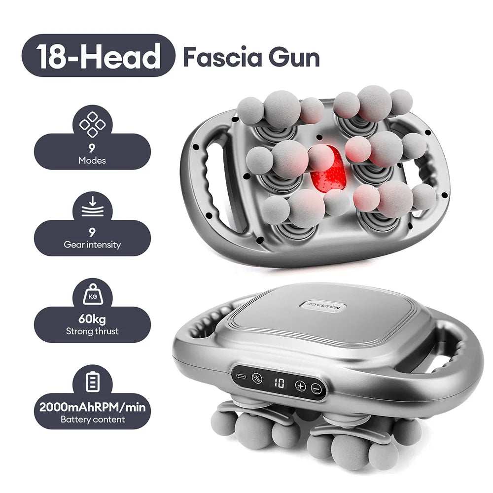42-Heads Fascia Gun High-Frequency Vibration Body Massage Gun Back and Waist Massager Neck Shoulder Massager Muscle Masajeador