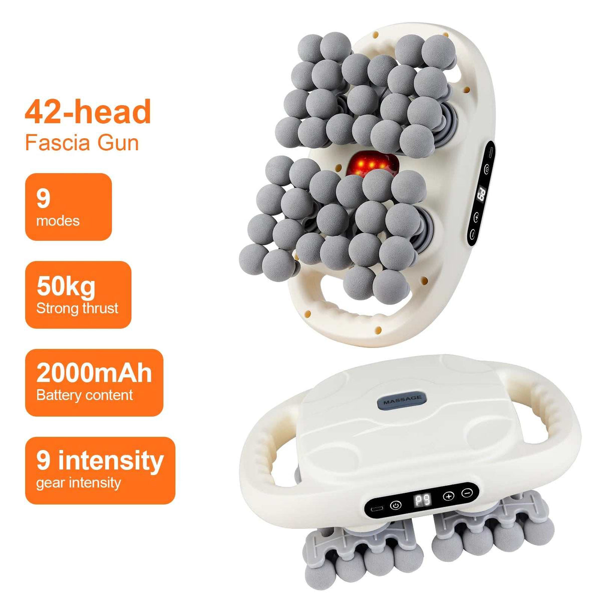42-Heads Fascia Gun High-Frequency Vibration Body Massage Gun Back and Waist Massager Neck Shoulder Massager Muscle Masajeador
