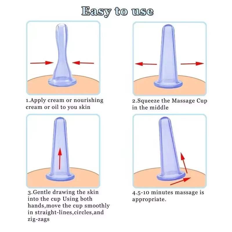 Silicone Vacuum Cupping Massage Jars anti Cellulite Massage Facial Suction Cups Face Neck Lift Skin Scraping Guasha anti Wrinkle