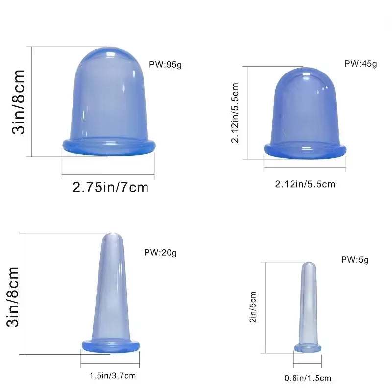 Silicone Vacuum Cupping Massage Jars anti Cellulite Massage Facial Suction Cups Face Neck Lift Skin Scraping Guasha anti Wrinkle