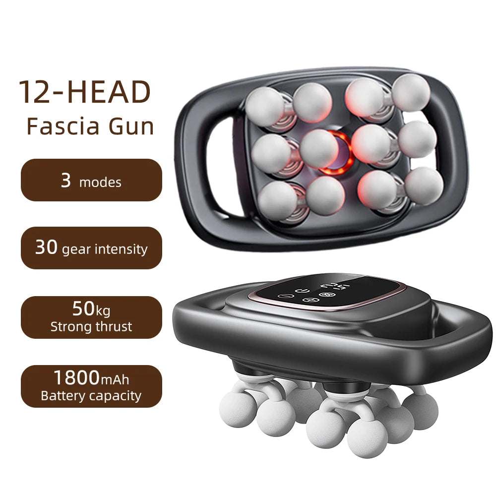42-Heads Fascia Gun High-Frequency Vibration Body Massage Gun Back and Waist Massager Neck Shoulder Massager Muscle Masajeador
