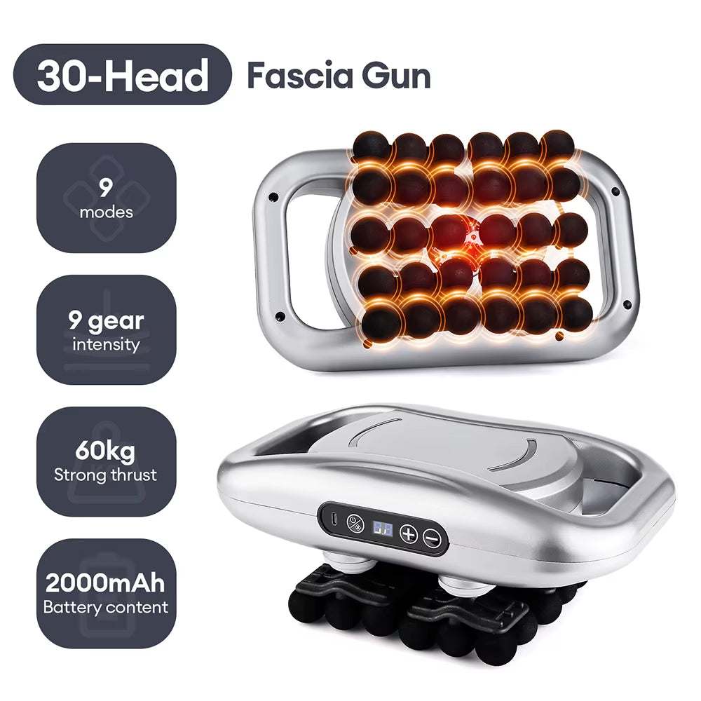 42-Heads Fascia Gun High-Frequency Vibration Body Massage Gun Back and Waist Massager Neck Shoulder Massager Muscle Masajeador