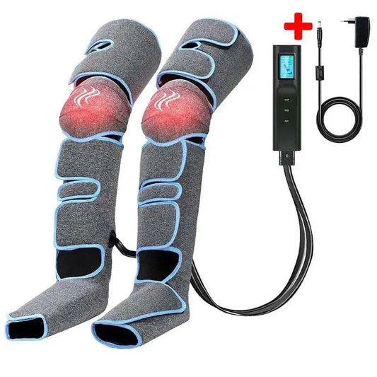 Foot air pressure leg massager with heating, cordless design, and adjustable intensity for blood circulation and muscle relaxation