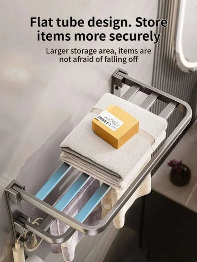 Upgrade and Thicken Grey/Black 40CM-60CM Towel Rack Space Aluminum Toilet Storage Rack Wall Mounted Bathtowel Rack