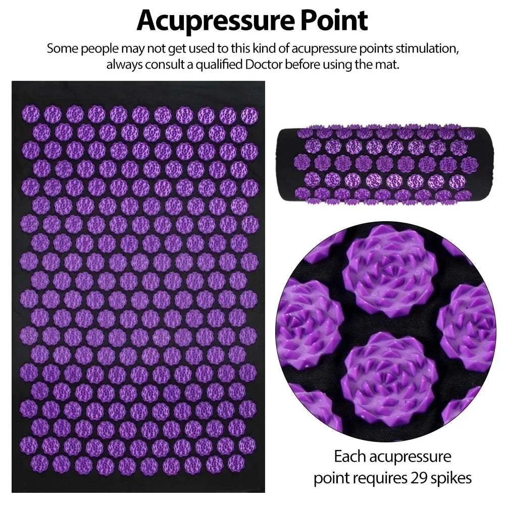 ELEVORA Acupressure Yoga Mat Kuznetsov'S Applicator Cushion Sensi Massage Body Needles with Spikes Pillow Foot Massager Fitness Pilates