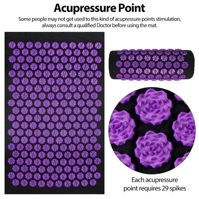 ELEVORA Acupressure Yoga Mat Kuznetsov'S Applicator Cushion Sensi Massage Body Needles with Spikes Pillow Foot Massager Fitness Pilates