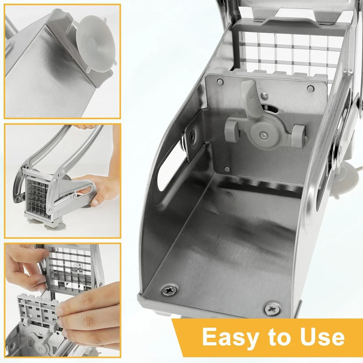 French Fries Cutter Stainless Steel Potato Slicer Quick-Cut Potato Slicer with 36/46-Hole Blade Manual Kitchen Tool