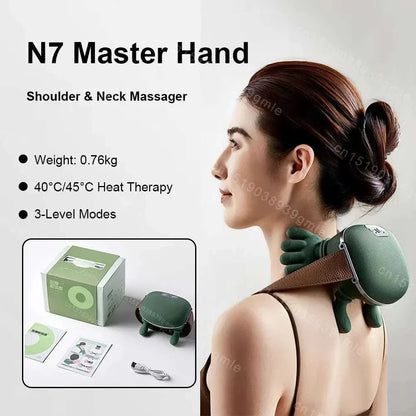 ELEVORA Neck Shoulder Massager Finger Pressure Heated Back Massagers Electric Kneading Muscles Massage Pillow Neck Waist Leg Body