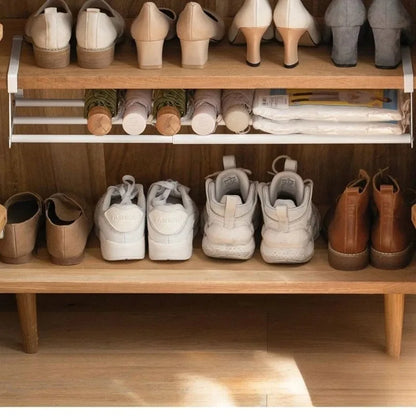 Adjustable Shoe Rack | Space-Saving Layered Organizer for Home Shoe Cabinets | Under-Shelf Shoe Holder with Hanging Basket