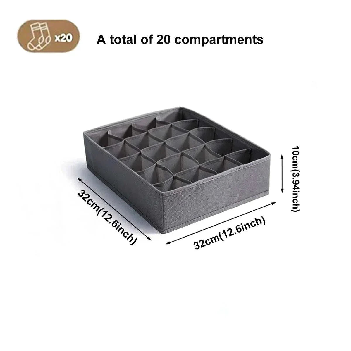 1Pc Dark Grey Underwear Storage Box Socks Underwear Storage Drawer Division Multifunctional Household Wardrobe Classification