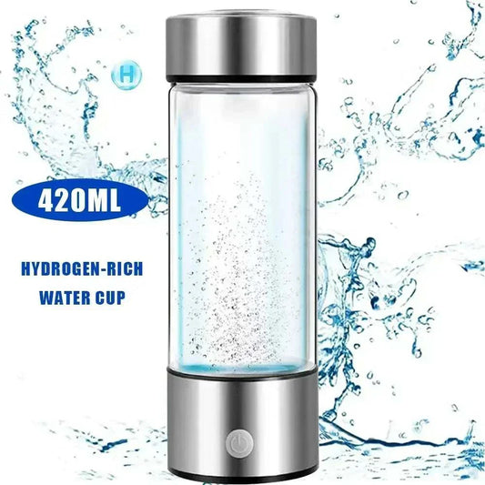 420ml portable hydrogen-rich water cup with titanium filter and electric generator for antioxidant hydration