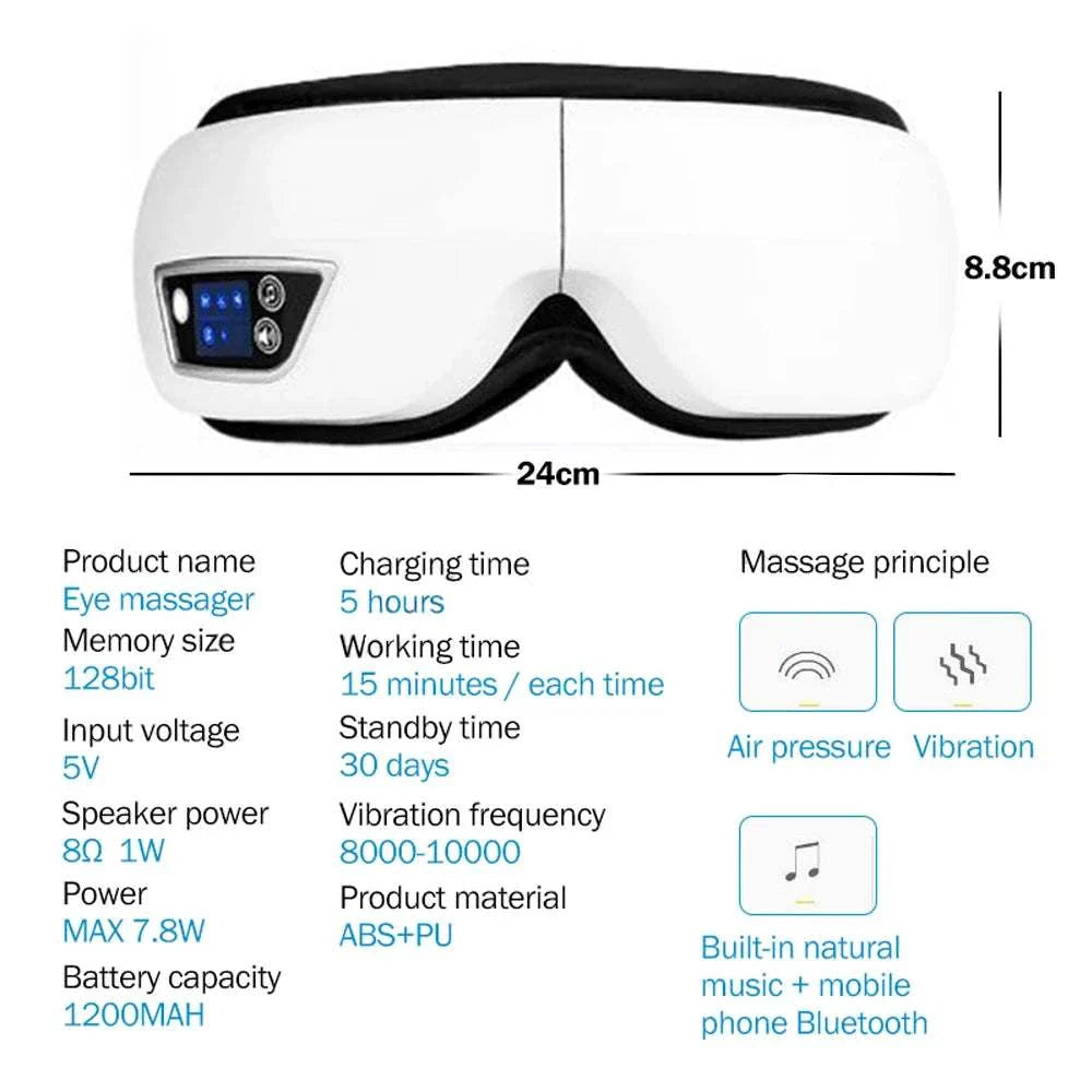 Smart Portable Vibration Eye Massager Airbag Compress Eye Care Tool Bluetooth Music Eye Massage Eye Relax Fatigue Sleepping Mask