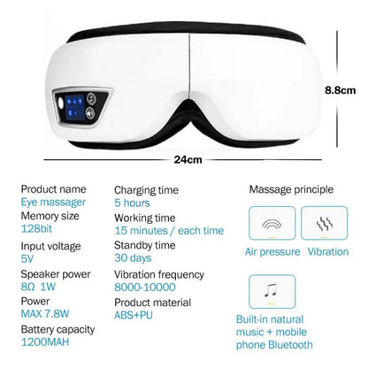 Smart Portable Vibration Eye Massager Airbag Compress Eye Care Tool Bluetooth Music Eye Massage Eye Relax Fatigue Sleepping Mask