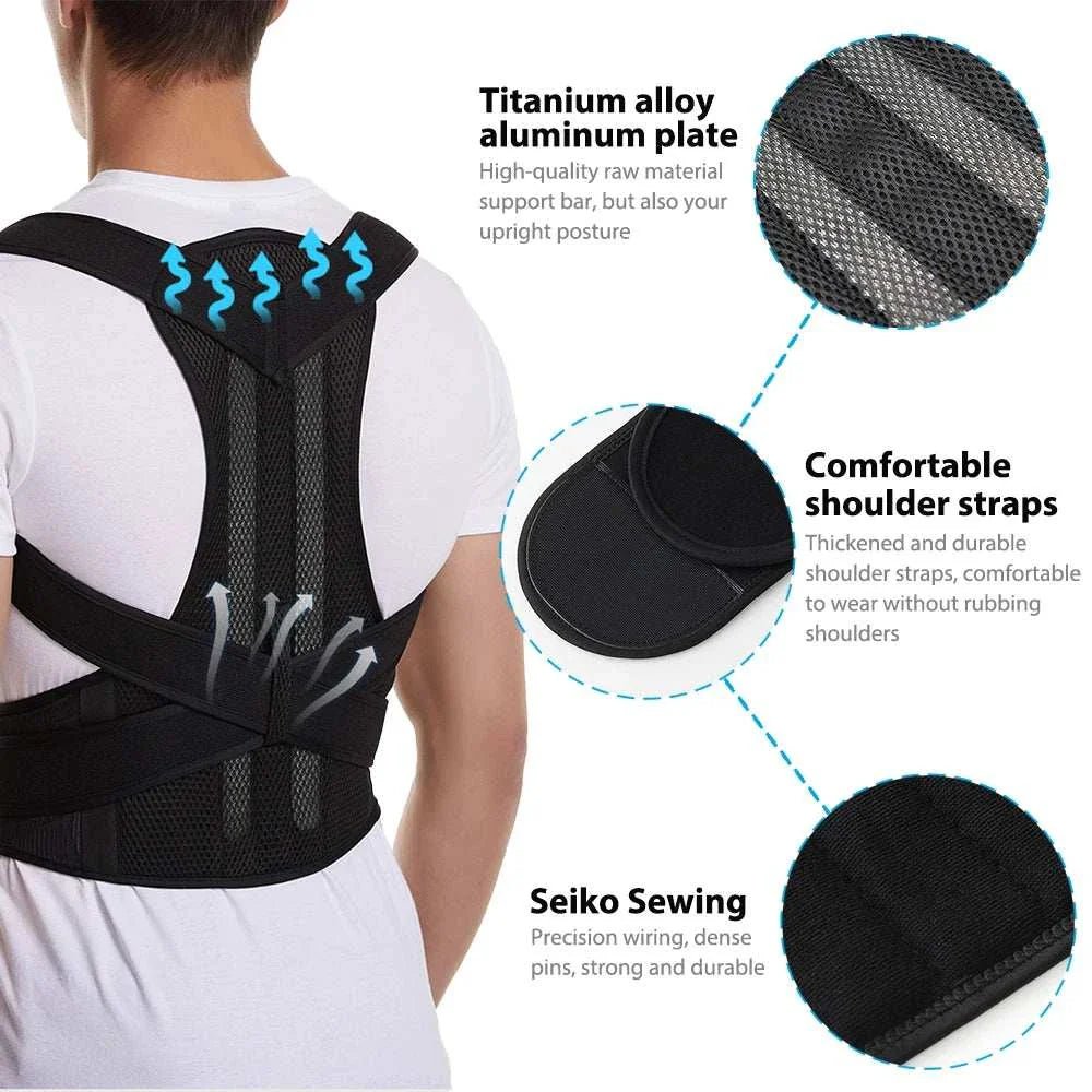 ELEVORA Back Brace Posture Corrector for Women & Men, Adjustable Back Lumbar Support Belt Shoulder Posture Support for Improve Scoliosis
