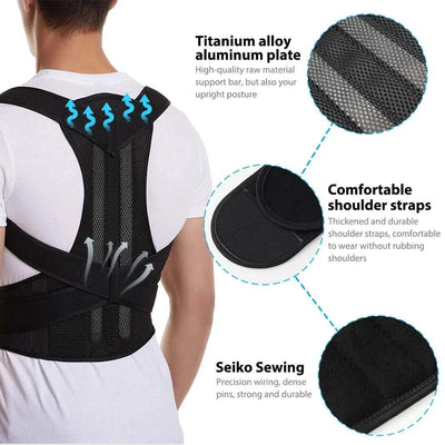 ELEVORA Back Brace Posture Corrector for Women & Men, Adjustable Back Lumbar Support Belt Shoulder Posture Support for Improve Scoliosis