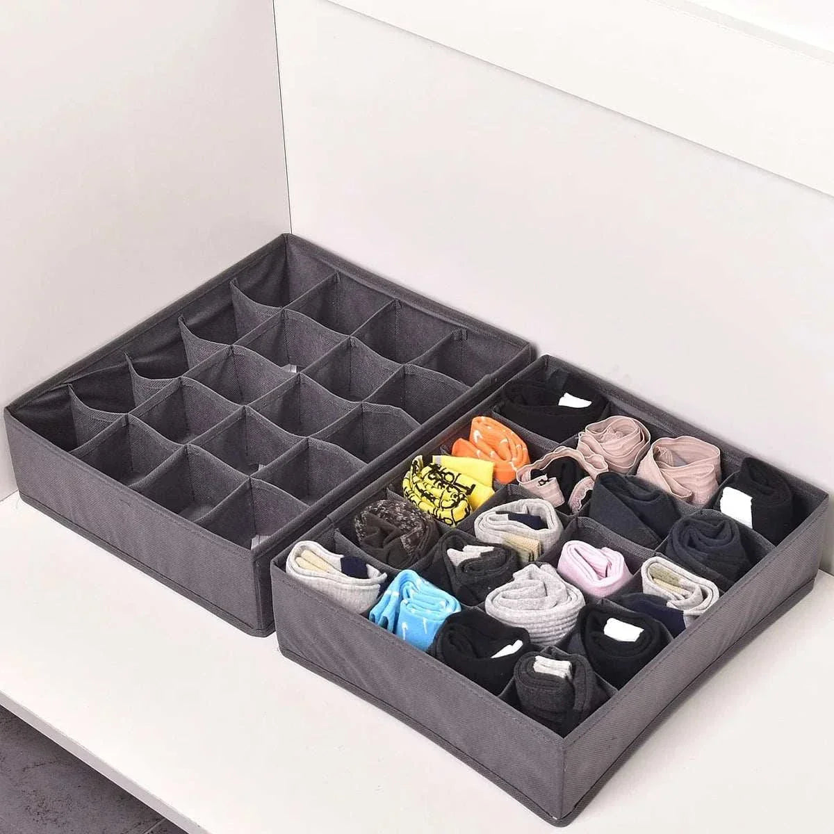 1Pc Dark Grey Underwear Storage Box Socks Underwear Storage Drawer Division Multifunctional Household Wardrobe Classification
