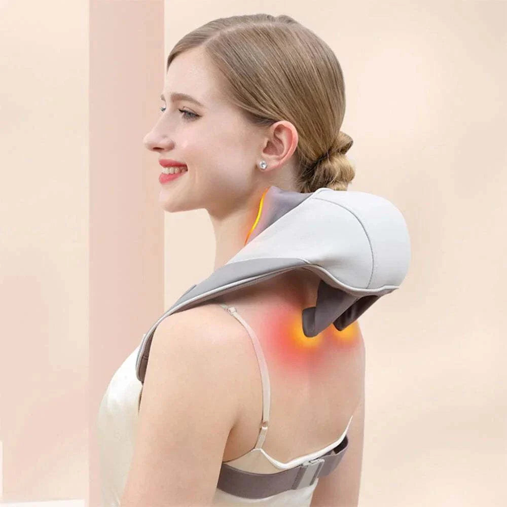 ELEVORA Neck Shoulder Massager Finger Pressure Heated Back Massagers Electric Kneading Muscles Massage Pillow Neck Waist Leg Body