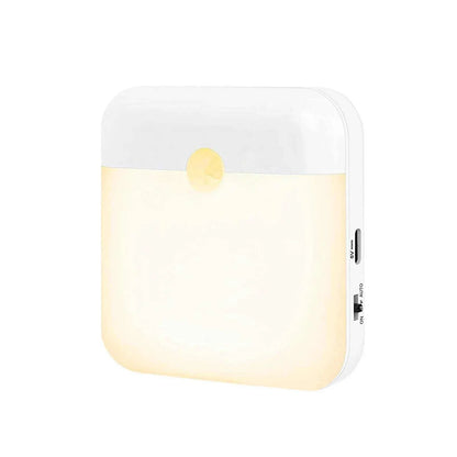 LED smart human body sensor night light with USB charging and magnetic suction for cabinets and halls