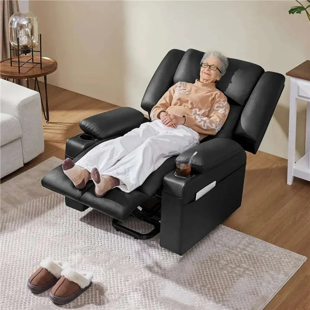 Large Electric Power Lift Recliner Chair, PU Leather Massage Chair with Heat and USB Port for Elderly, Ergonomic Lounge Chair