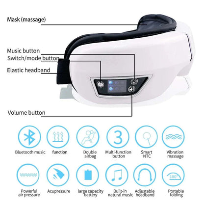 Smart Portable Vibration Eye Massager Airbag Compress Eye Care Tool Bluetooth Music Eye Massage Eye Relax Fatigue Sleepping Mask