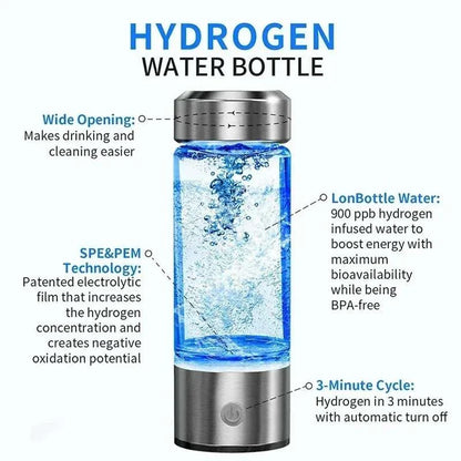 Hydrogen-Rich Water Cup Electric Hydrogen Rich Water Generator Bottle Titanium Quality Filter Portable Antioxidant Lonizer 420Ml
