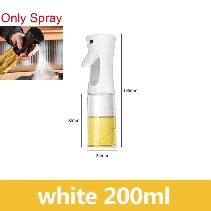White 200ml oil spray bottle for cooking and BBQ with spray and pour functions