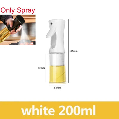 White 200ml oil spray bottle for cooking and BBQ with spray and pour functions