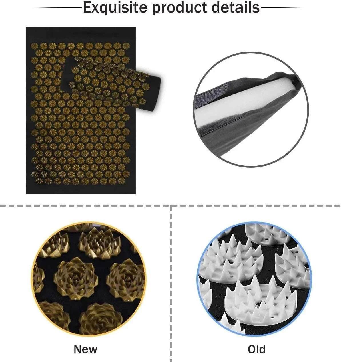 ELEVORA Acupressure Yoga Mat Kuznetsov'S Applicator Cushion Sensi Massage Body Needles with Spikes Pillow Foot Massager Fitness Pilates