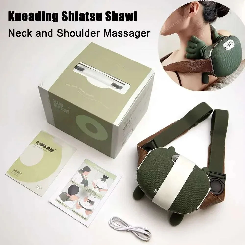 ELEVORA Neck Shoulder Massager Finger Pressure Heated Back Massagers Electric Kneading Muscles Massage Pillow Neck Waist Leg Body
