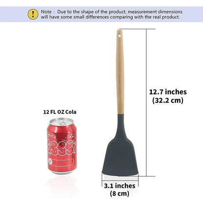 Non-Stick Silicone Spatula Wooden Turner Pancakes Frying Pan Shovel Meat Egg Scraper Turners Food Lifters Kitchen Cooking Tool