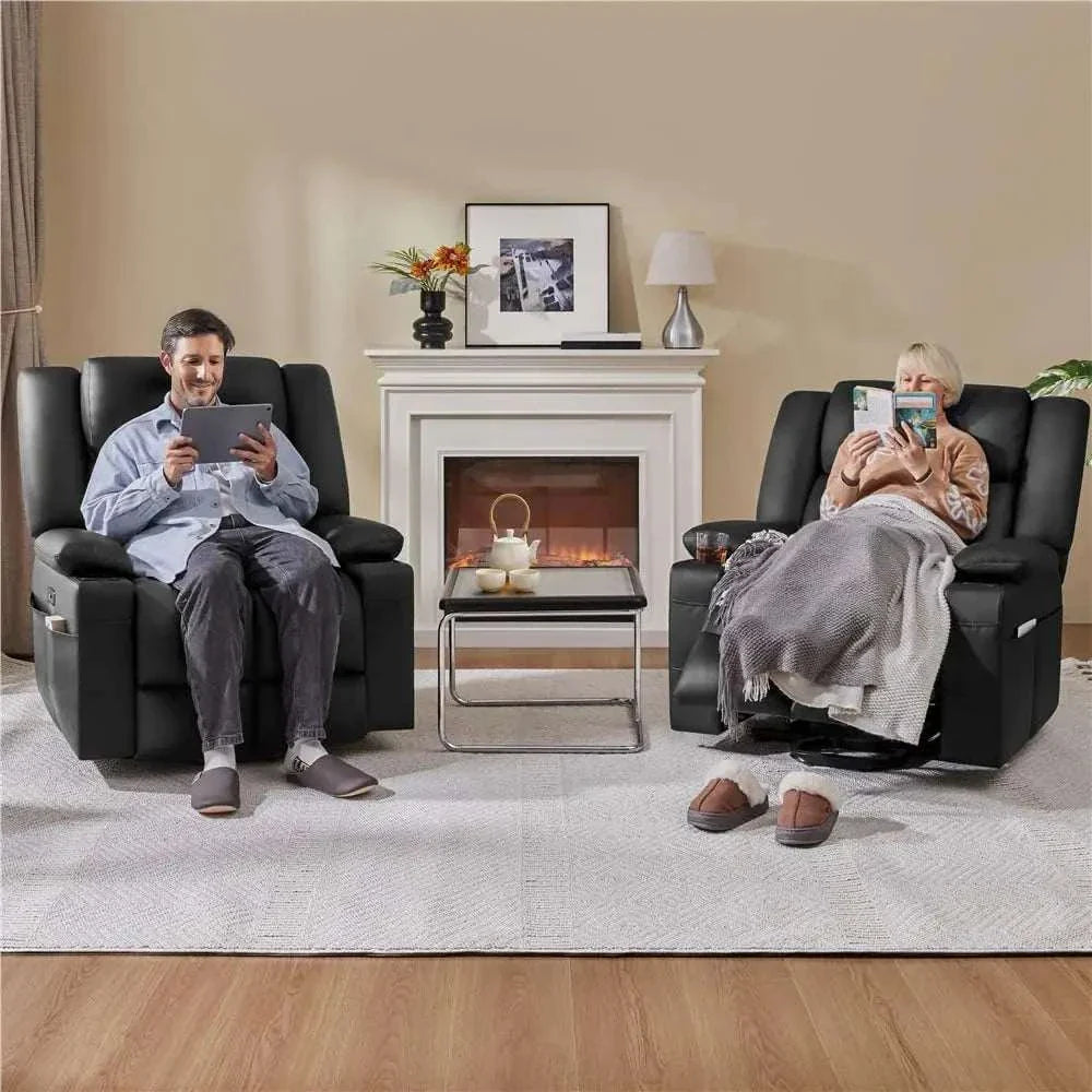 Large Electric Power Lift Recliner Chair, PU Leather Massage Chair with Heat and USB Port for Elderly, Ergonomic Lounge Chair