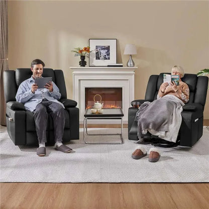 Large Electric Power Lift Recliner Chair, PU Leather Massage Chair with Heat and USB Port for Elderly, Ergonomic Lounge Chair