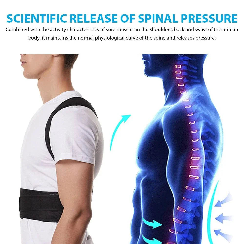 ELEVORA Back Brace Posture Corrector for Women & Men, Adjustable Back Lumbar Support Belt Shoulder Posture Support for Improve Scoliosis