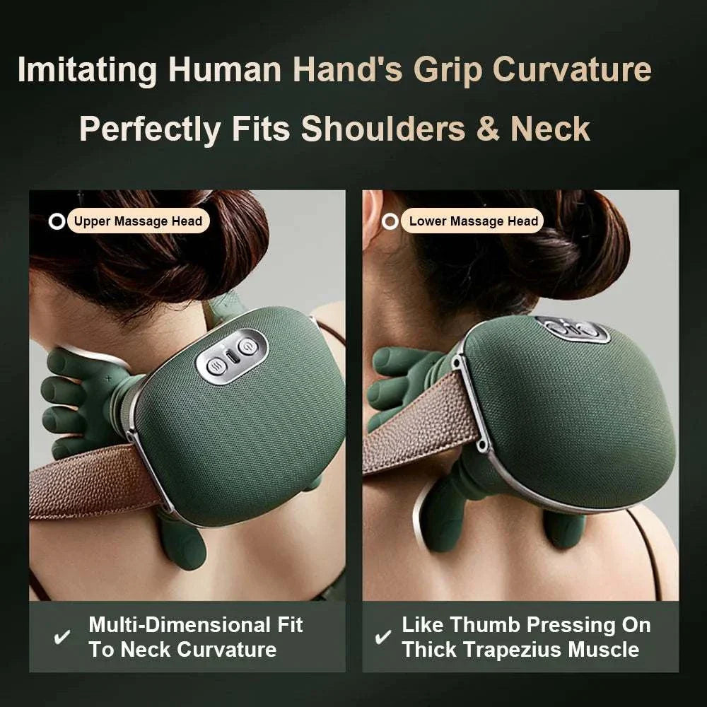 ELEVORA Neck Shoulder Massager Finger Pressure Heated Back Massagers Electric Kneading Muscles Massage Pillow Neck Waist Leg Body