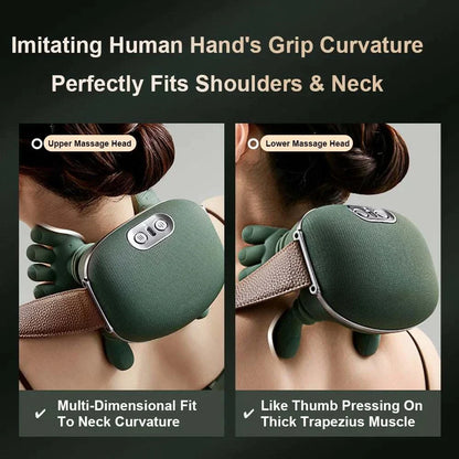 ELEVORA Neck Shoulder Massager Finger Pressure Heated Back Massagers Electric Kneading Muscles Massage Pillow Neck Waist Leg Body
