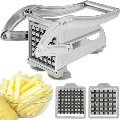 Stainless steel French fries cutter with 36/46-hole blades and manual potato slicer tool