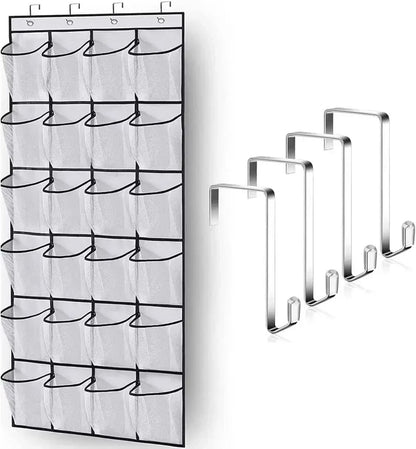 Over the Door Shoe Rack with 24 Large Mesh Pockets Hanging Shoe Organizer for Closet Hanging Shoe Rack Holder Hanger