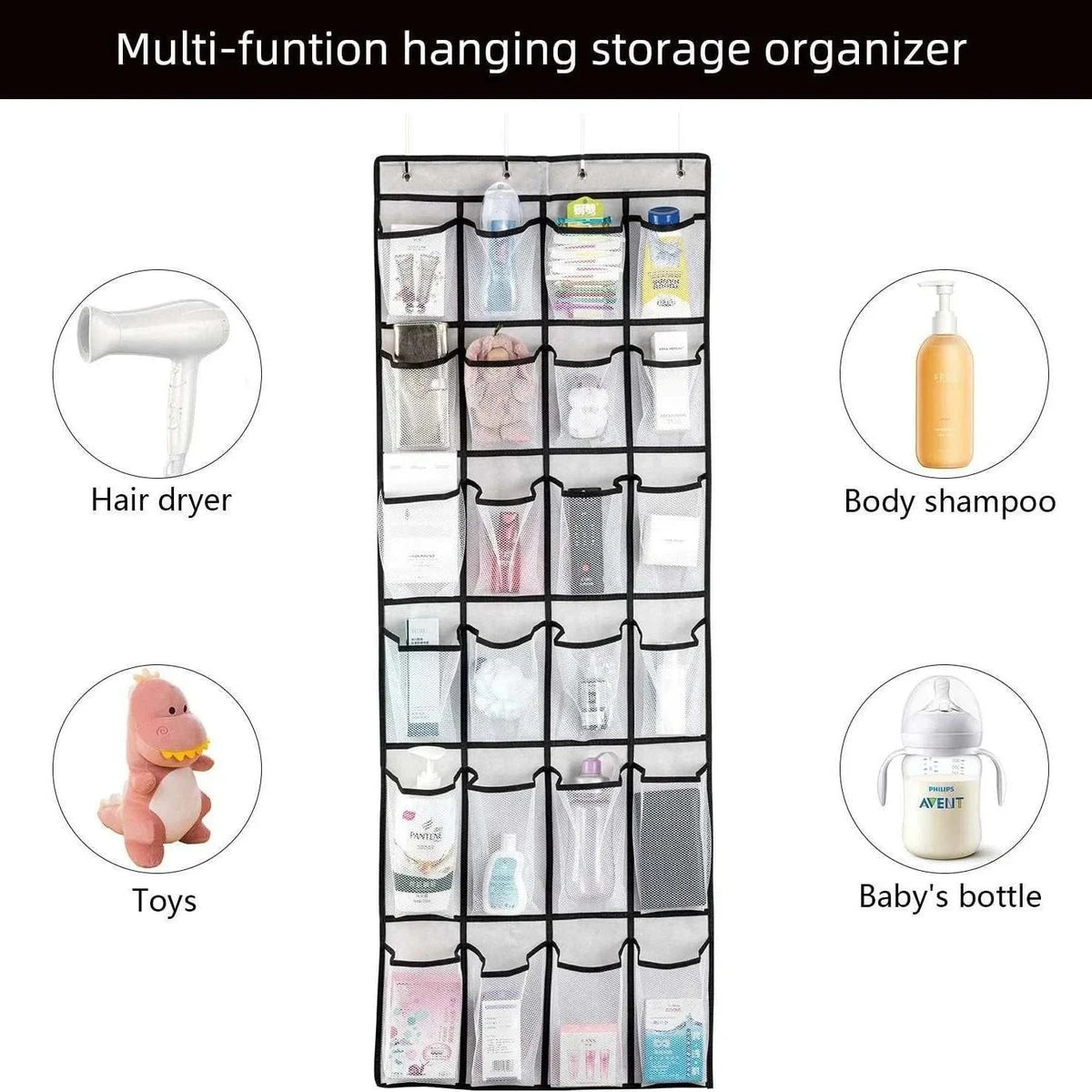 Over the Door Shoe Rack with 24 Large Mesh Pockets Hanging Shoe Organizer for Closet Hanging Shoe Rack Holder Hanger