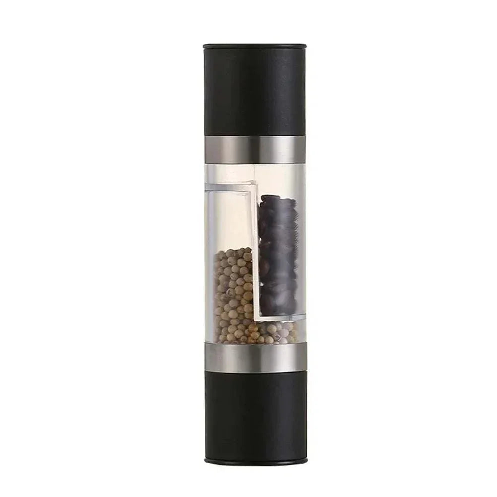 2 in 1 manual salt and pepper grinder set with adjustable ceramic grinding and stainless steel design