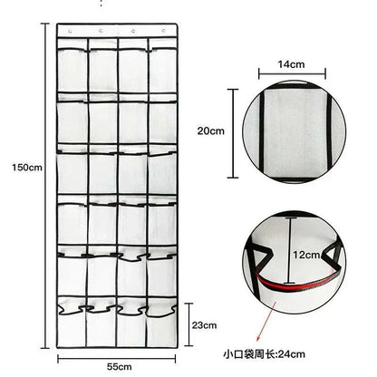Over the Door Shoe Rack with 24 Large Mesh Pockets Hanging Shoe Organizer for Closet Hanging Shoe Rack Holder Hanger