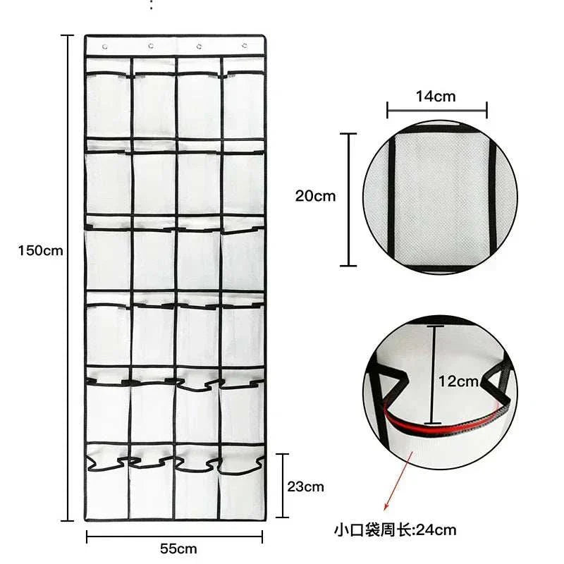 Over the Door Shoe Rack with 24 Large Mesh Pockets Hanging Shoe Organizer for Closet Hanging Shoe Rack Holder Hanger