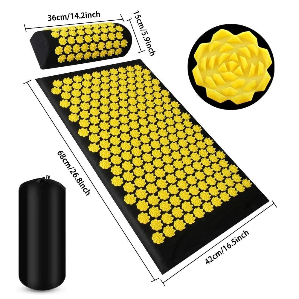 ELEVORA Acupressure Yoga Mat Kuznetsov'S Applicator Cushion Sensi Massage Body Needles with Spikes Pillow Foot Massager Fitness Pilates