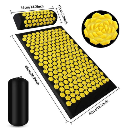 ELEVORA Acupressure Yoga Mat Kuznetsov'S Applicator Cushion Sensi Massage Body Needles with Spikes Pillow Foot Massager Fitness Pilates