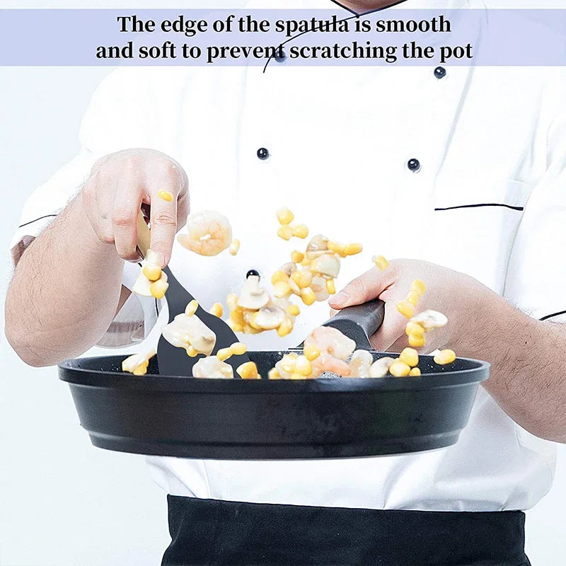 Non-Stick Silicone Spatula Wooden Turner Pancakes Frying Pan Shovel Meat Egg Scraper Turners Food Lifters Kitchen Cooking Tool